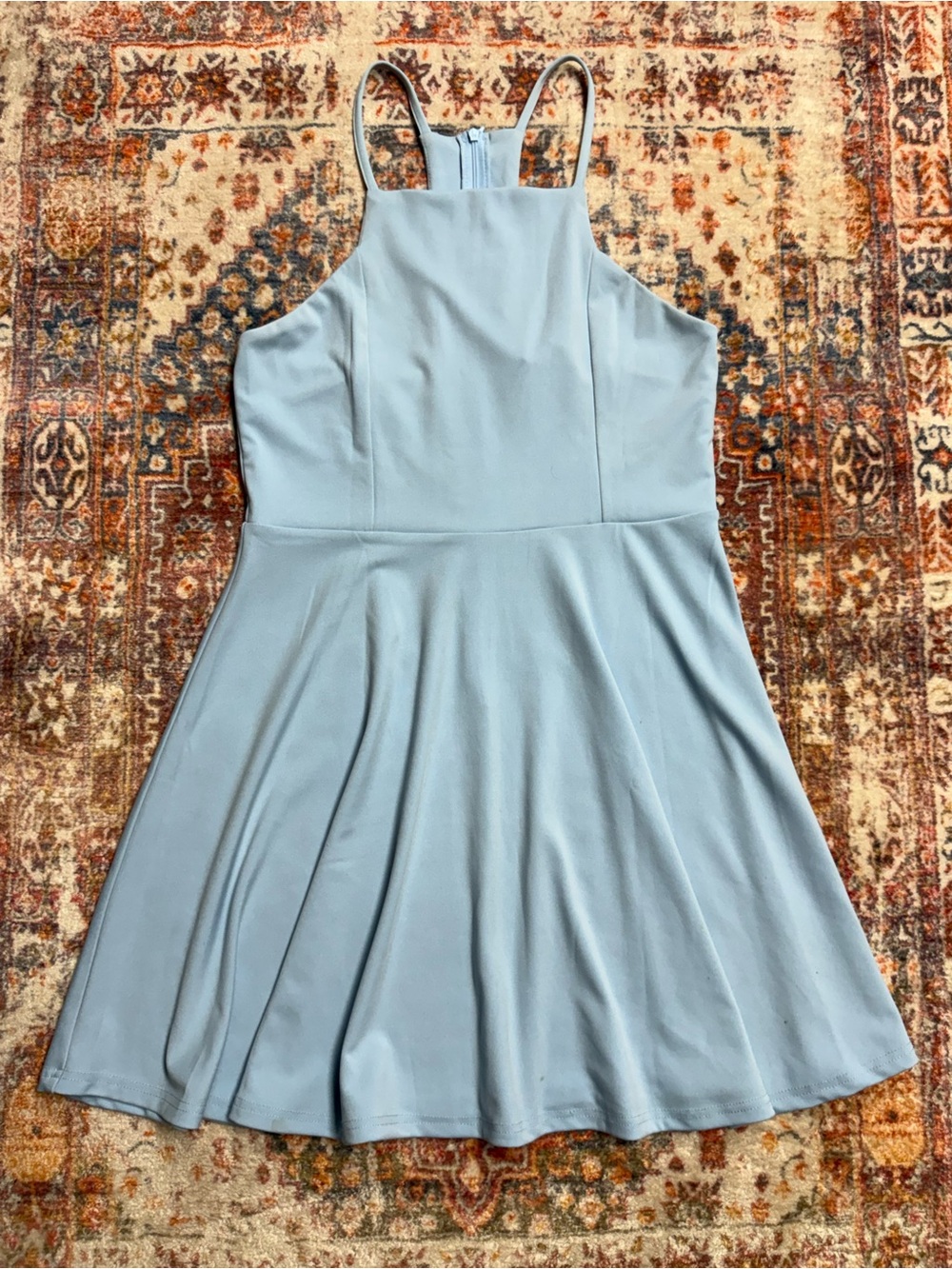 Light Blue Fit & Flare Dress Sleeveless Skater Dress Size Medium